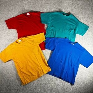 Lot of 4 vintage 90s youth S and M single stitch colorful tee shirts tshirts